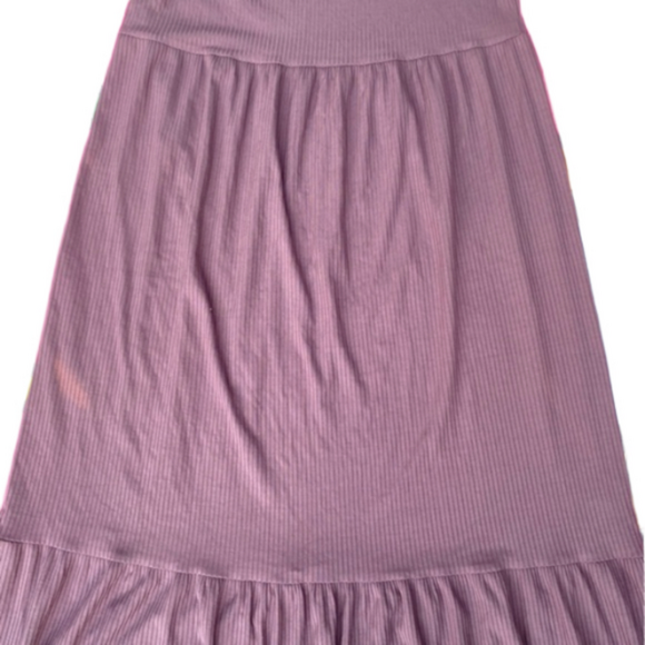 Carry Maternity Prairie Farmhouse Midi Dress Ruffle Hem Stretch Canada Mauve - Picture 3 of 10